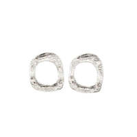 Joli Beau Silver Contemporary Cut Out Square Stud Earrings