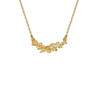 Alex Monroe 18carat Yellow Gold Floral Curve Diamond Necklace