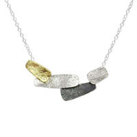 Joli Beau Mixed Silver Stylish In Line Pendant Necklace
