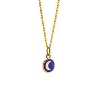 Joli Beau Mini Indigo Blue Cresent Necklace in Sterling Silver Gold Vermeil