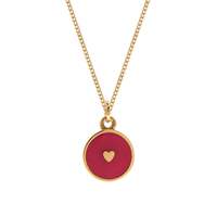 Joli Beau Red Heart Mini Enamel Necklace Silver & Gold Vermeil