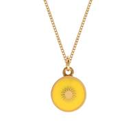 Joli Beau Yellow Sun Enamel Necklace Silver Gold Vermeil