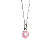 Joli Beau Mini Powder Pink Heart Enamel Silver Necklace