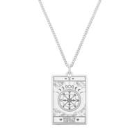 CarterGore Medium Silver 'Wheel Of Fortune' Tarot Card Necklace