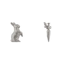 Alex Monroe Silver Rabbit & Carrot Asymmetric Earrings
