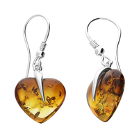 Joli Beau Silver Ombre Baltic Amber Heart Drop Earrings