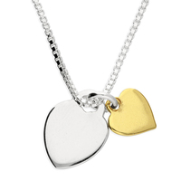 Joli Beau Silver & Gold-Plated Small Double Heart Necklace