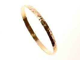 Joli Beau Handcrafted Hammered 14ct Rolled Yellow Gold Bangle