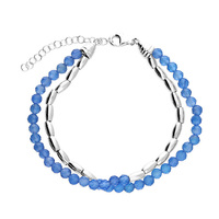 Joli Beau Sterling Silver Double Row Seed Chain & Natural Blue Quartz Bracelet