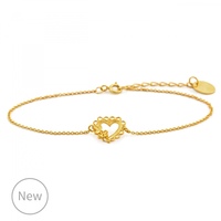 SALE £114 Alex Monroe Gold Laced-Edged Heart & Flower Bracelet