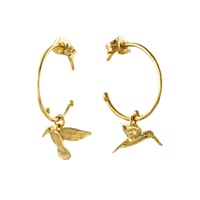 Alex Monroe Teeny Tiny 18carat Gold Hummingbird Hoop Earrings