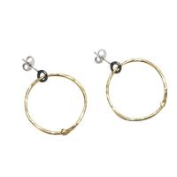 Joli Beau Mixed Textured Solid Silver, Gold Fill and Black Open Circle Silver earrings