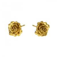 Alex Monroe Yellow Gold Rosa Damasca Stud Earrings