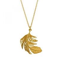 Alex Monroe Gold Plate on Silver Big Feather Necklace