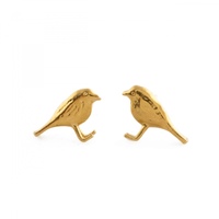 Alex Monroe 22carat Gold Plate on Silver Little Robin Stud Earrings