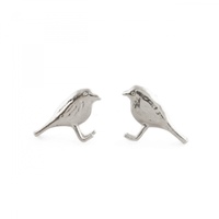 Alex Monroe Solid Silver Little Robin Stud Earrings