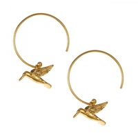 Alex Monroe 22carat Gold Plate Hummingbird Hoop Earrings