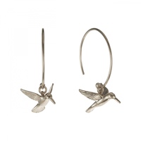 Alex Monroe Silver Hummingbird Hoop Earrings