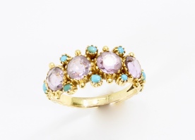 Love Lock Pre Loved Gold Georgian Amethyst & Turquoise Ring  SOLD