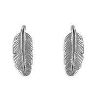 Joli Beau Mini Silver Feather Stud Earrings