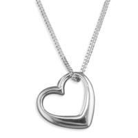 Joli Beau Solid Silver Open Heart Necklace