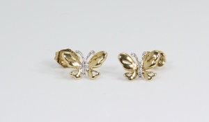 Love Lock Small 9ct White & Yellow Gold Butterfly Studs