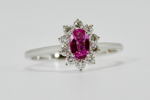 Love Lock 18carat White Gold Pink Sapphire & Diamond Dress or Engagement Ring