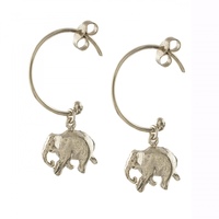 Alex Monroe Silver Indian Elephant Hoop Earrings