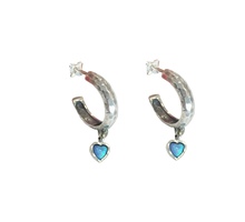 Joli Beau Opalite Heart Drop & Hoop Silver Earrings