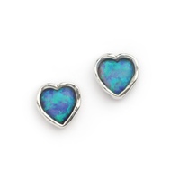 Joli Beau Silver & Opalite Mini Heart Studs