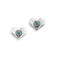 Joli Beau Silver & Opalite Heart Stud Earrings