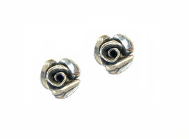 Joli Beau Silver Rose Stud Earrings