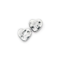 Joli Beau Mini Silver Hammered Heart Stud Earrings