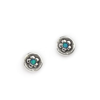 Joli Beau Silver & Opalite Round Flower Stud Earrings