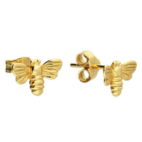 Joli Beau Sterling Silver Gold Plated Mini Bee Stud Earrings