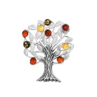 Joli Beau Baltic Amber Silver Tree Of Life Brooch