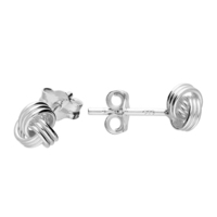 Joli Beau Silver Mini 6mm Small Triple Knot Stud Earrings