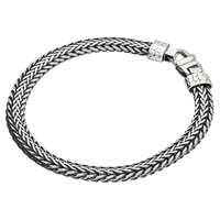 Joli Beau Mens 24grams Oxidised Oval Herringbone Silver Bracelet