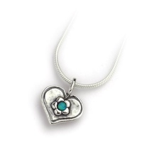 Joli Beau Silver Opalite Dainty Daisy Heart Necklace