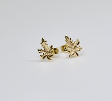 Love Lock Mini 9ct Yellow Gold Oak Leaf Stud Earrings
