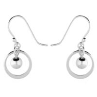 Joli Beau Silver Bead In Circle Hook Drop Earrings