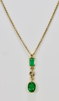 Love Lock 18ct Solid Yellow Gold Emerald & Diamond Necklace