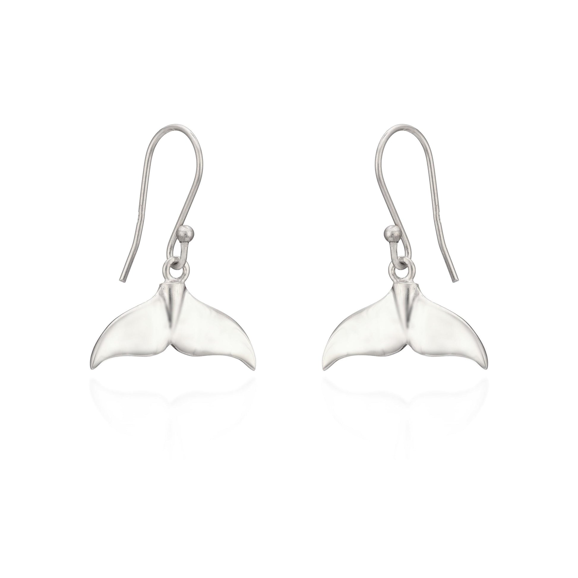 Sterling Silver Sea Side Collection Whale Tail Drop Earrings