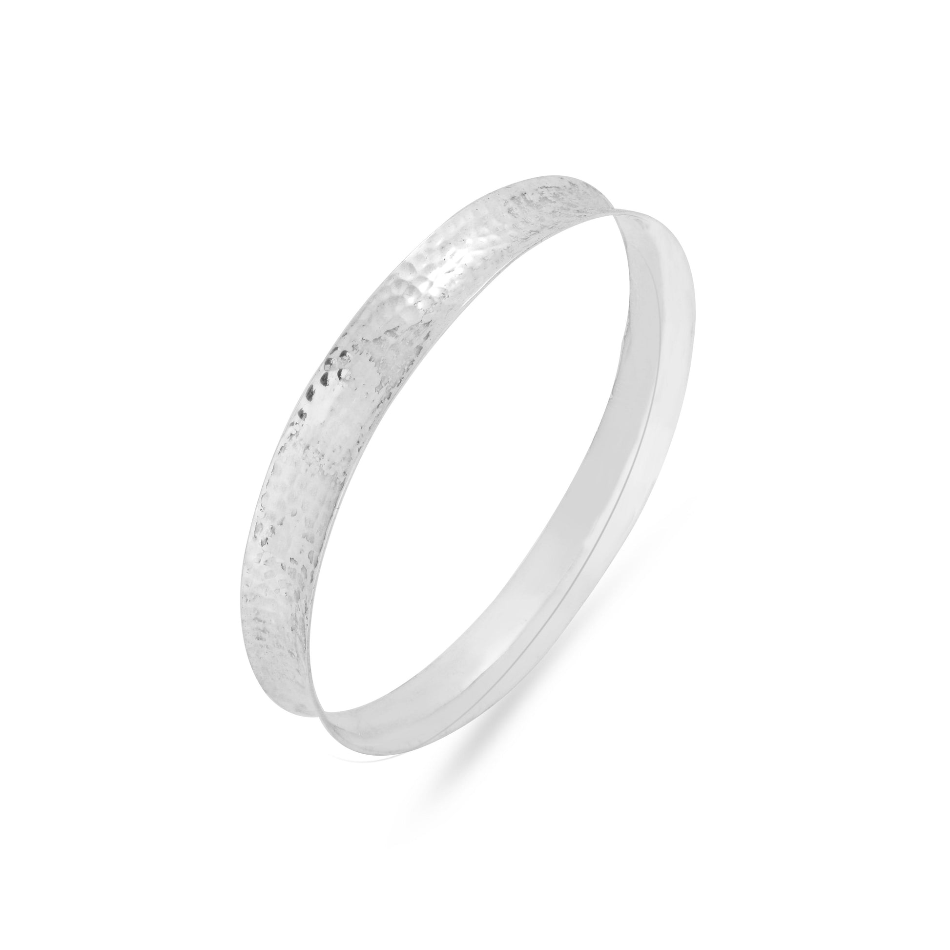 Sterling SIlver Hammered Concave Bangle
