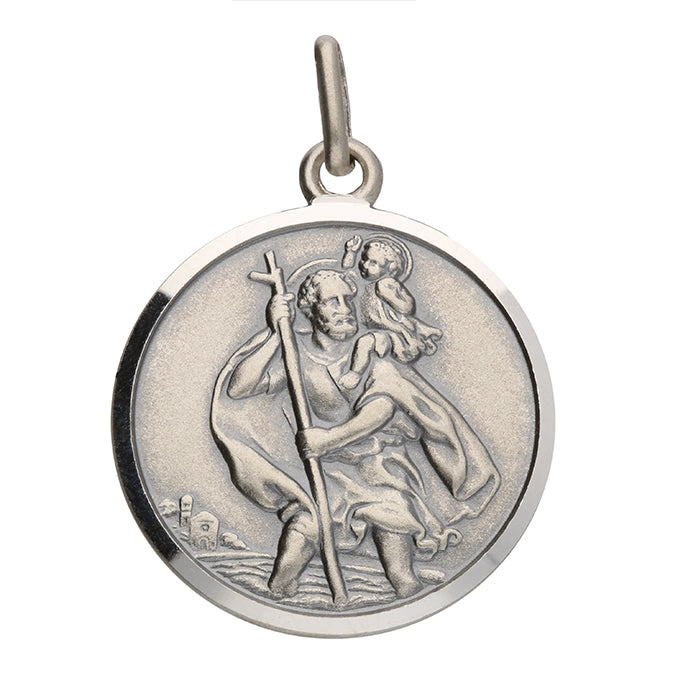 Oxidised Sterling Silver Large St Christopher