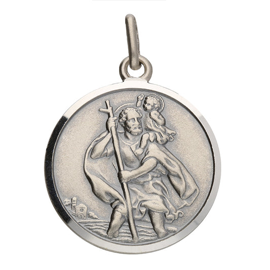 Oxidised Sterling Silver Large St Christopher
