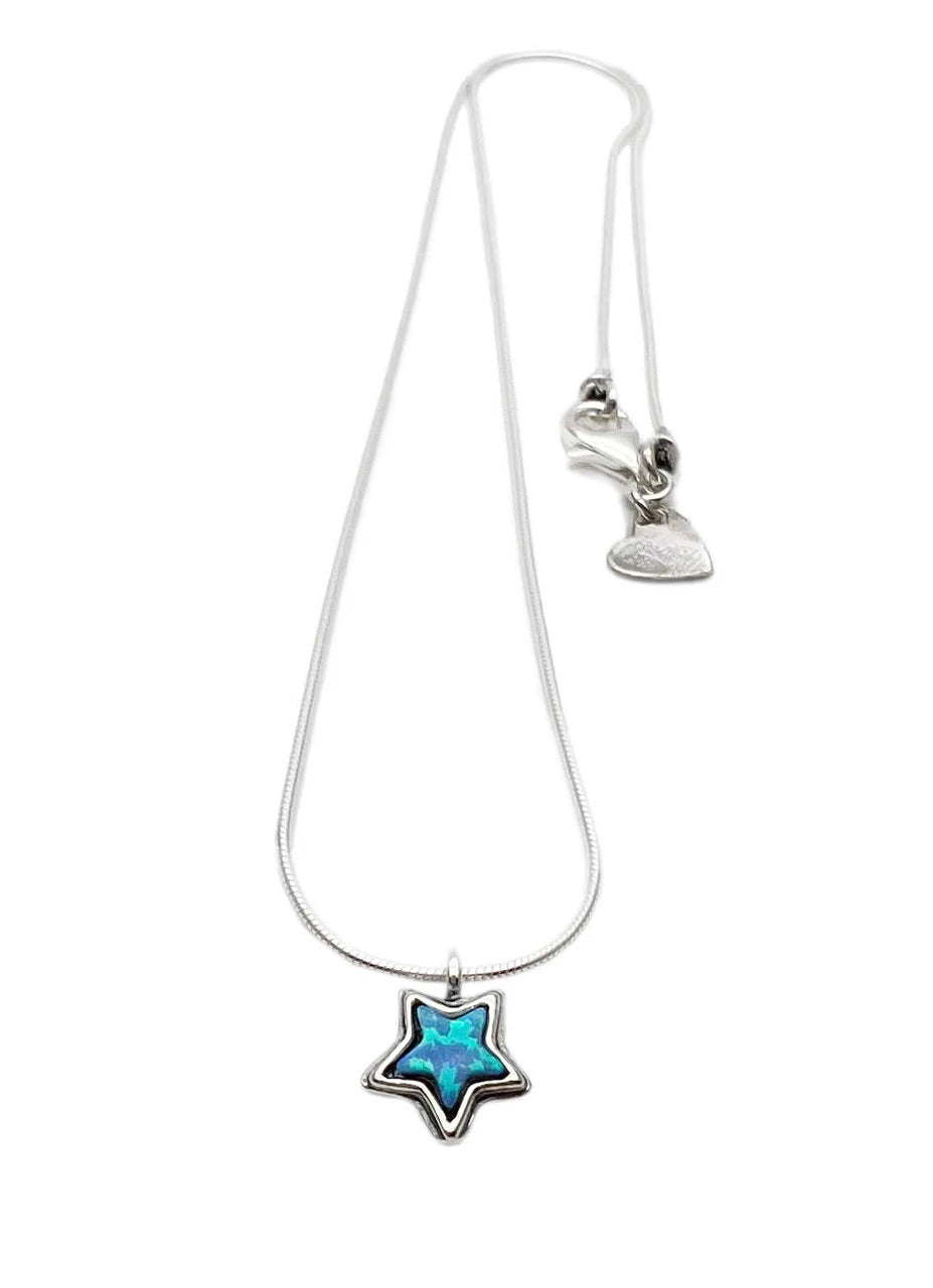 Joli Beau Sterling Silver Blue Opalite Star Necklace