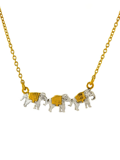 Alex Monroe 22ct Yellow Gold Vermeil silver Marching Elephants Necklace 🇬🇧