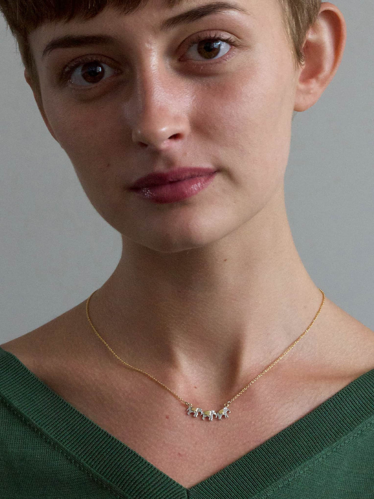 Alex Monroe 22ct Yellow Gold Vermeil silver Marching Elephants Necklace 🇬🇧