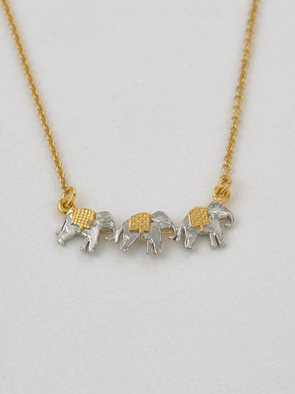 Alex Monroe 22ct Yellow Gold Vermeil silver Marching Elephants Necklace 🇬🇧